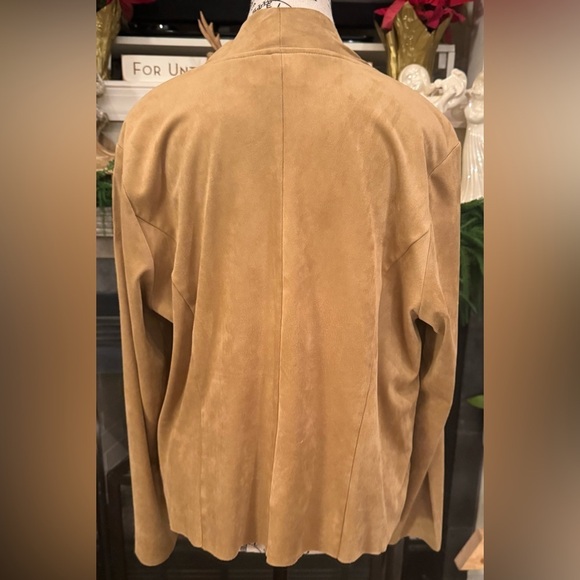 Tog Shop Faux Suede Open Front Drape Cardigan Vintage Camel Petite Large Luxury - Picture 4 of 6